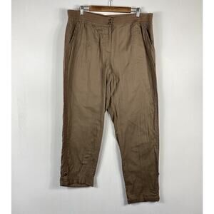 J. Jill Size 16 Tall Roll Tab Convertible Pants Brown 100% Cotton